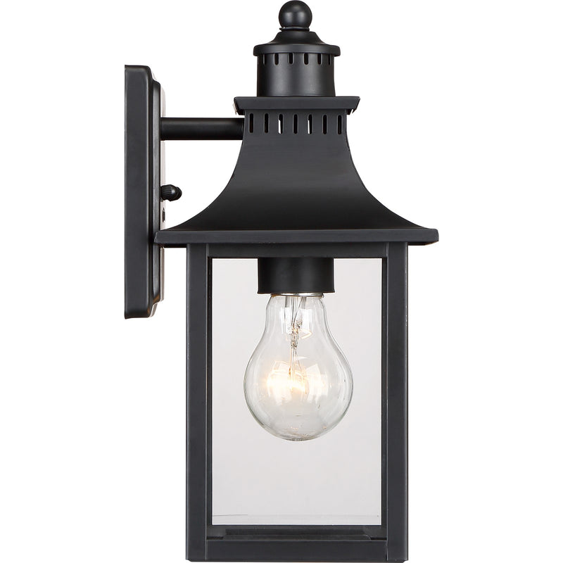 Quoizel Chancellor 11in 1-Light Outdoor Wall Lantern | Traditional Mystic Black and Clear Glass | Entryway & Garage | Model CCR8406K
