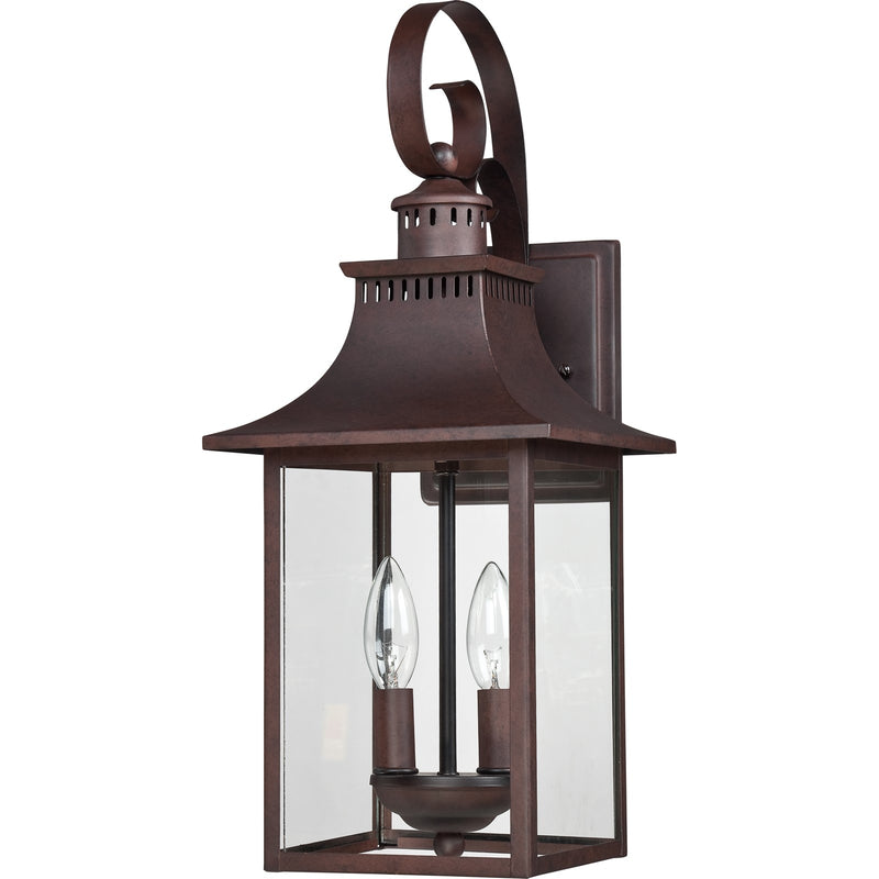 Quoizel Chancellor 19in 2-Light Outdoor Wall Lantern | Traditional Copper Bronze and Clear Glass | Entryway & Porch | Model CCR8408CU