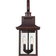 Quoizel Chancellor 19in 2-Light Outdoor Wall Lantern | Traditional Copper Bronze and Clear Glass | Entryway & Porch | Model CCR8408CU