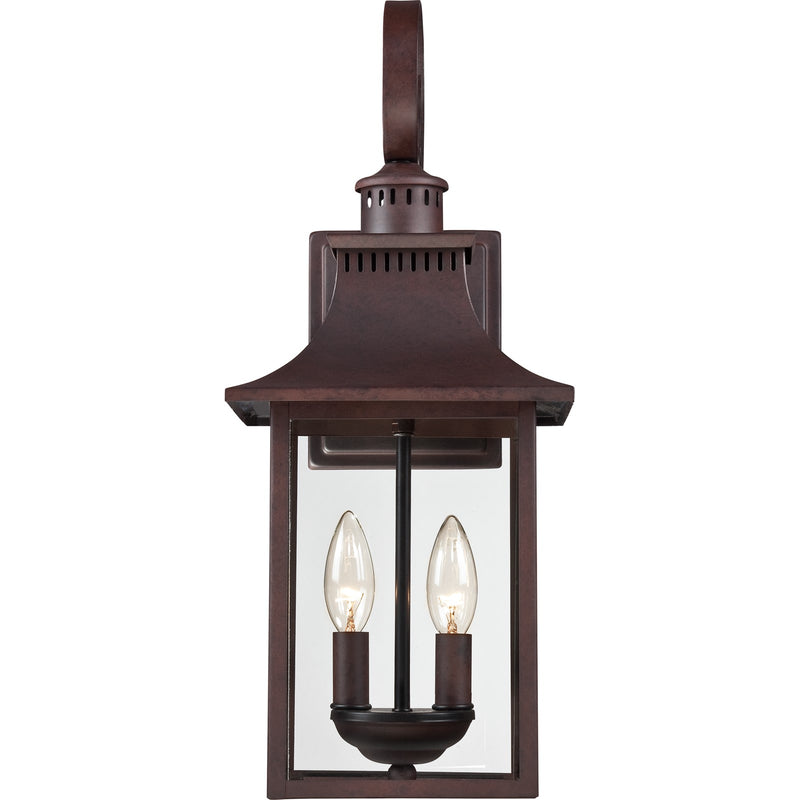 Quoizel Chancellor 19in 2-Light Outdoor Wall Lantern | Traditional Copper Bronze and Clear Glass | Entryway & Porch | Model CCR8408CU