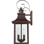 Quoizel Chancellor 19in 2-Light Outdoor Wall Lantern | Traditional Copper Bronze and Clear Glass | Entryway & Porch | Model CCR8408CU