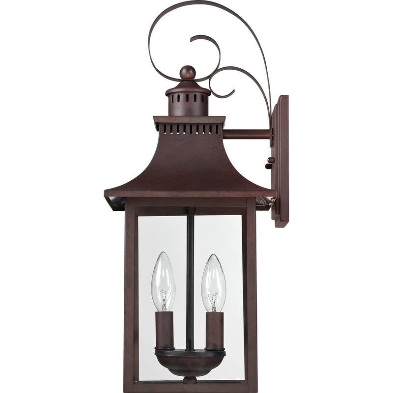 Quoizel Chancellor 19in 2-Light Outdoor Wall Lantern | Traditional Copper Bronze and Clear Glass | Entryway & Porch | Model CCR8408CU