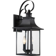 Quoizel Chancellor 19in 2-Light Outdoor Wall Lantern | Traditional Mystic Black and Clear Glass | Entryway & Porch | 8 x 8.75 x 19 in | Model CCR8408K