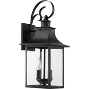 Quoizel Chancellor 19in 2-Light Outdoor Wall Lantern | Traditional Mystic Black and Clear Glass | Entryway & Porch | 8 x 8.75 x 19 in | Model CCR8408K