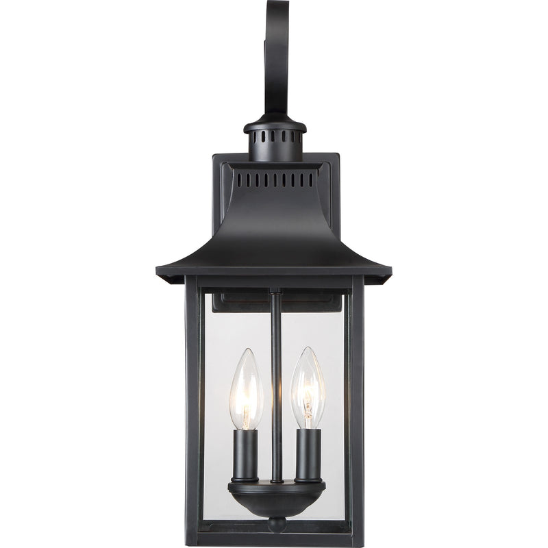 Quoizel Chancellor 19in 2-Light Outdoor Wall Lantern | Traditional Mystic Black and Clear Glass | Entryway & Porch | 8 x 8.75 x 19 in | Model CCR8408K