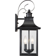 Quoizel Chancellor 19in 2-Light Outdoor Wall Lantern | Traditional Mystic Black and Clear Glass | Entryway & Porch | 8 x 8.75 x 19 in | Model CCR8408K
