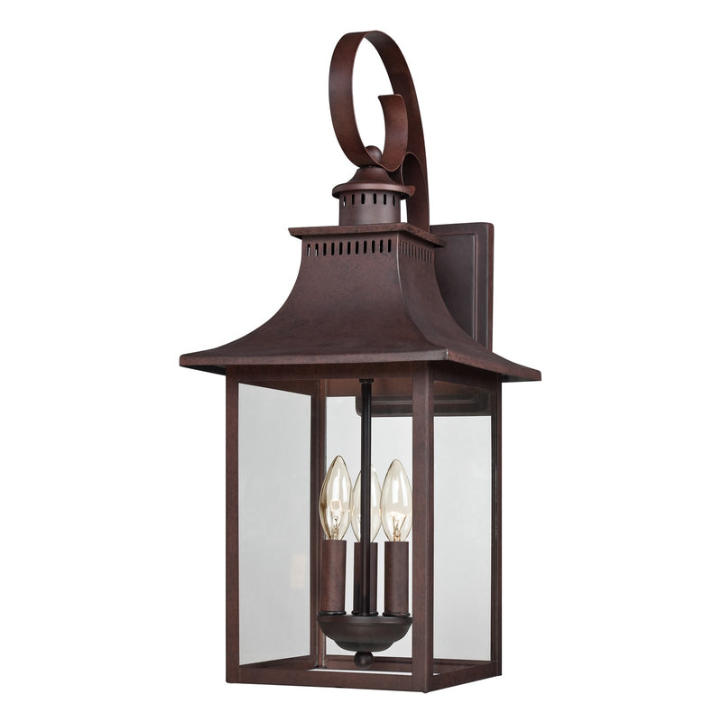 Quoizel Chancellor 23in 3-Light Outdoor Wall Lantern | Traditional Copper Bronze and Clear Glass | Entryway & Porch | Model CCR8410CU