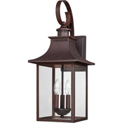 Quoizel Chancellor 23in 3-Light Outdoor Wall Lantern | Traditional Copper Bronze and Clear Glass | Entryway & Porch | Model CCR8410CU