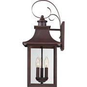 Quoizel Chancellor 23in 3-Light Outdoor Wall Lantern | Traditional Copper Bronze and Clear Glass | Entryway & Porch | Model CCR8410CU