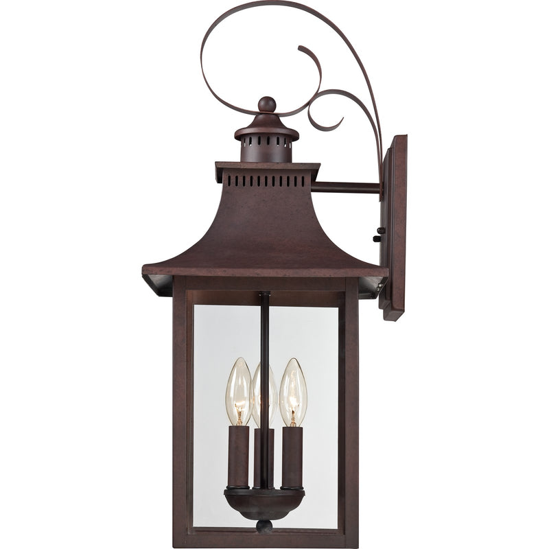 Quoizel Chancellor 23in 3-Light Outdoor Wall Lantern | Traditional Copper Bronze and Clear Glass | Entryway & Porch | Model CCR8410CU