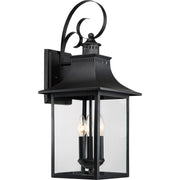 Quoizel Chancellor 23in 3-Light Outdoor Wall Lantern | Traditional Mystic Black and Clear Glass | Entryway & Porch | Model CCR8410K