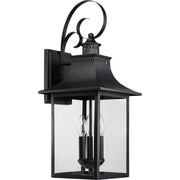 Quoizel Chancellor 23in 3-Light Outdoor Wall Lantern | Traditional Mystic Black and Clear Glass | Entryway & Porch | Model CCR8410K