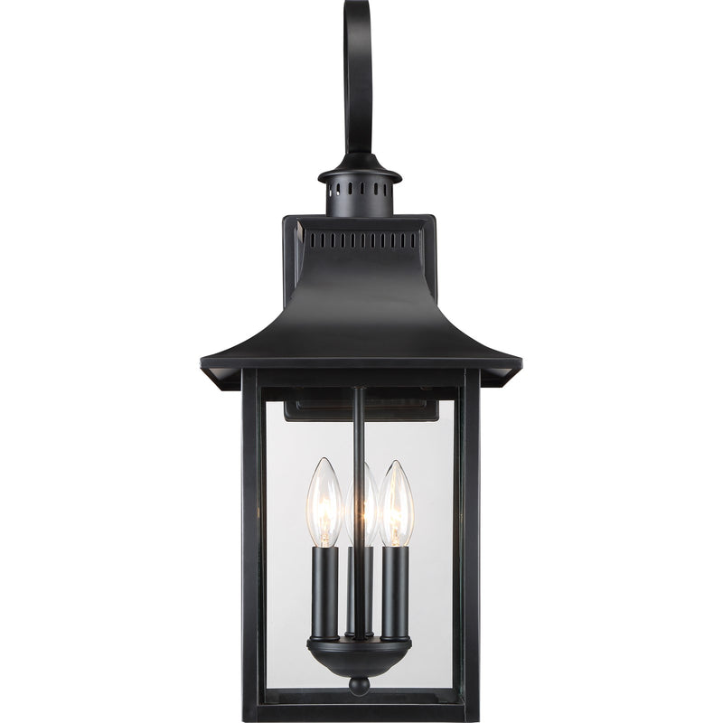 Quoizel Chancellor 23in 3-Light Outdoor Wall Lantern | Traditional Mystic Black and Clear Glass | Entryway & Porch | Model CCR8410K