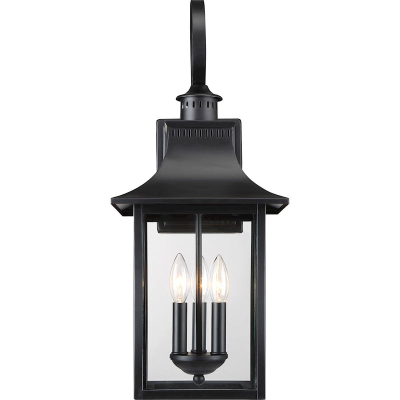 Quoizel Chancellor 23in 3-Light Outdoor Wall Lantern | Traditional Mystic Black and Clear Glass | Entryway & Porch | Model CCR8410K