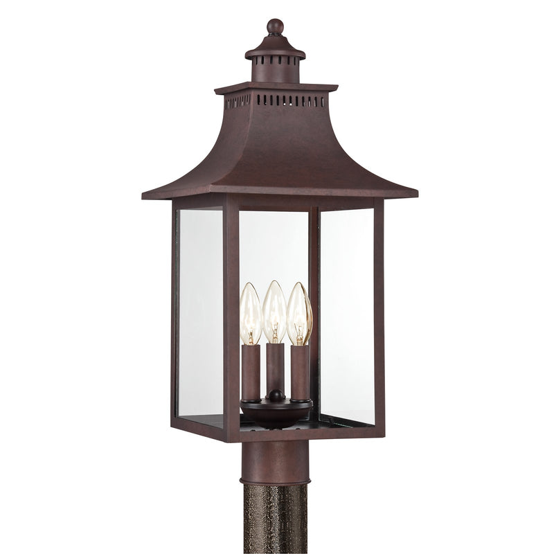 Quoizel Chancellor 21.75in 3-Light Outdoor Wall Lantern | Traditional Copper Bronze and Clear Glass | Entryway & Porch | Model CCR9010CU