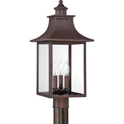 Quoizel Chancellor 21.75in 3-Light Outdoor Wall Lantern | Traditional Copper Bronze and Clear Glass | Entryway & Porch | Model CCR9010CU