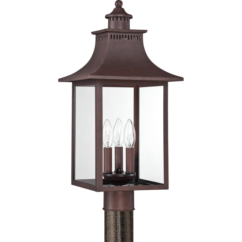 Quoizel Chancellor 21.75in 3-Light Outdoor Wall Lantern | Traditional Copper Bronze and Clear Glass | Entryway & Porch | Model CCR9010CU