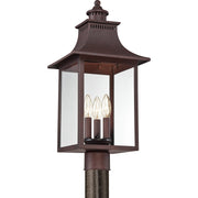 Quoizel Chancellor 21.75in 3-Light Outdoor Wall Lantern | Traditional Copper Bronze and Clear Glass | Entryway & Porch | Model CCR9010CU
