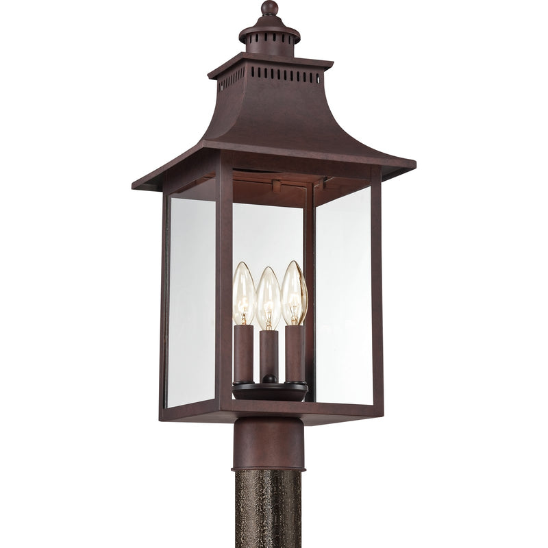 Quoizel Chancellor 21.75in 3-Light Outdoor Wall Lantern | Traditional Copper Bronze and Clear Glass | Entryway & Porch | Model CCR9010CU