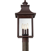 Quoizel Chancellor 21.75in 3-Light Outdoor Wall Lantern | Traditional Copper Bronze and Clear Glass | Entryway & Porch | Model CCR9010CU
