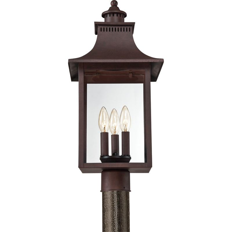 Quoizel Chancellor 21.75in 3-Light Outdoor Wall Lantern | Traditional Copper Bronze and Clear Glass | Entryway & Porch | Model CCR9010CU