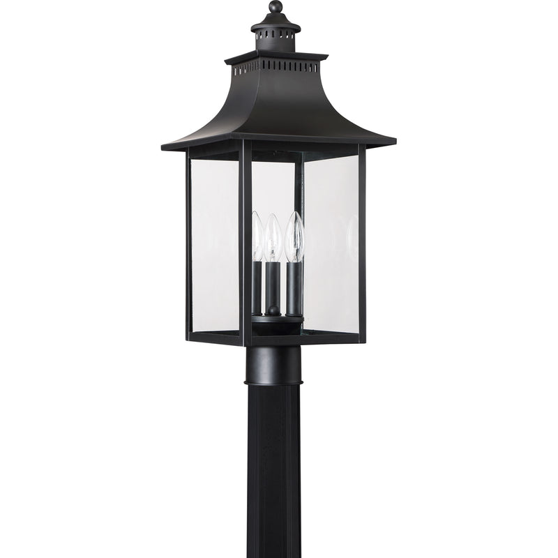 Quoizel Chancellor 21.75in 3-Light Outdoor Wall Lantern | Traditional Mystic Black and Clear Glass | Entryway & Porch | Model CCR9010K