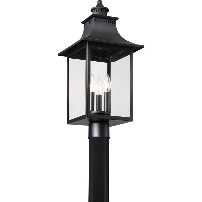 Quoizel Chancellor 21.75in 3-Light Outdoor Wall Lantern | Traditional Mystic Black and Clear Glass | Entryway & Porch | Model CCR9010K