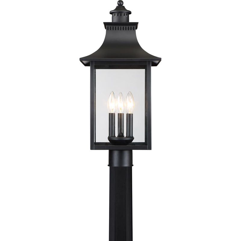 Quoizel Chancellor 21.75in 3-Light Outdoor Wall Lantern | Traditional Mystic Black and Clear Glass | Entryway & Porch | Model CCR9010K