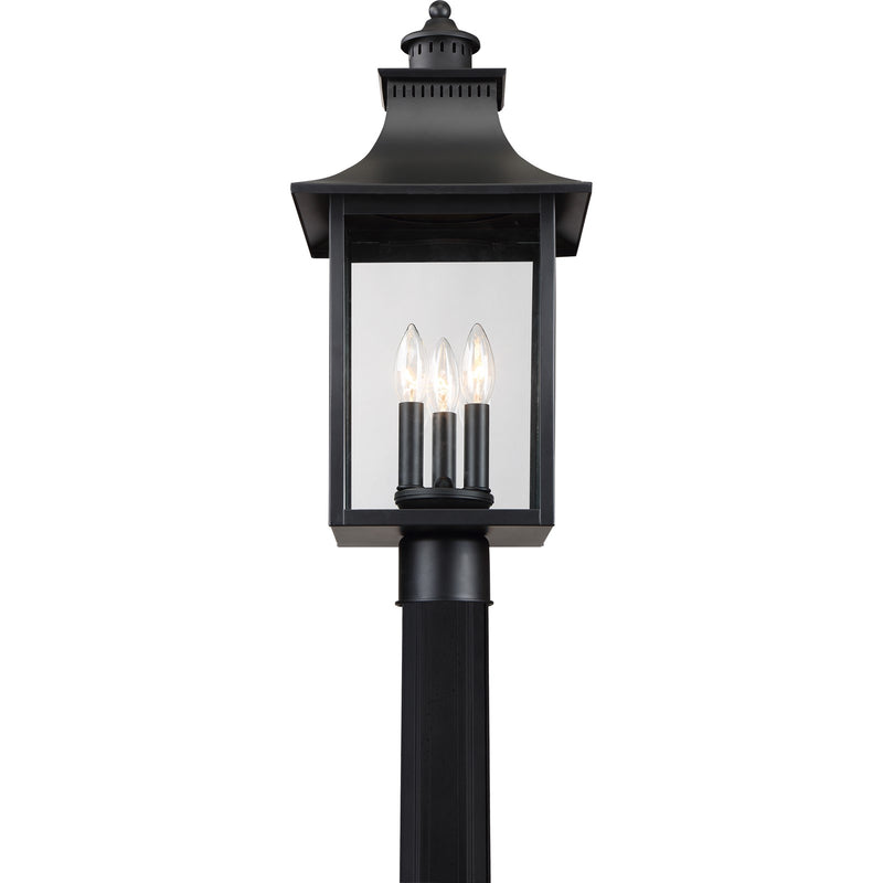 Quoizel Chancellor 21.75in 3-Light Outdoor Wall Lantern | Traditional Mystic Black and Clear Glass | Entryway & Porch | Model CCR9010K