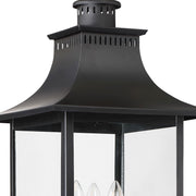 Quoizel Chancellor 21.75in 3-Light Outdoor Wall Lantern | Traditional Mystic Black and Clear Glass | Entryway & Porch | Model CCR9010K