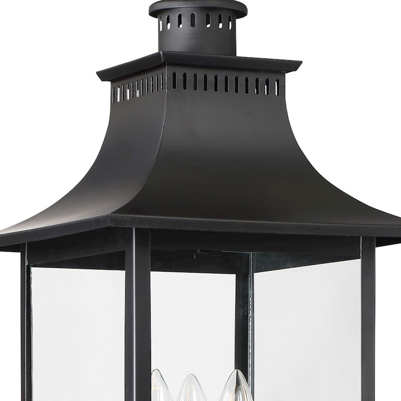 Quoizel Chancellor 21.75in 3-Light Outdoor Wall Lantern | Traditional Mystic Black and Clear Glass | Entryway & Porch | Model CCR9010K