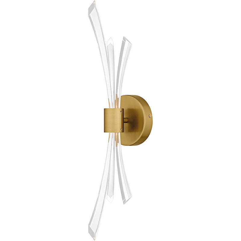 Quoizel Cecily Light Wall Sconce, Brushed Gold/Clear Crystal Glass