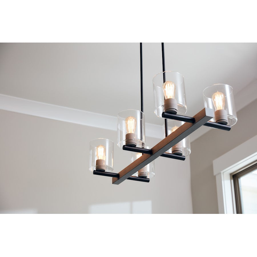 Quoizel Caldwell Chandelier Light, Matte Black/Clear