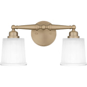Quoizel Cecilia 16in 2-Light Vanity Light | Bronze Gold and Clear Sandblasted Glass | Bathroom Vanity | 16 x 6 x 8 in | Model CEC8616BGD
