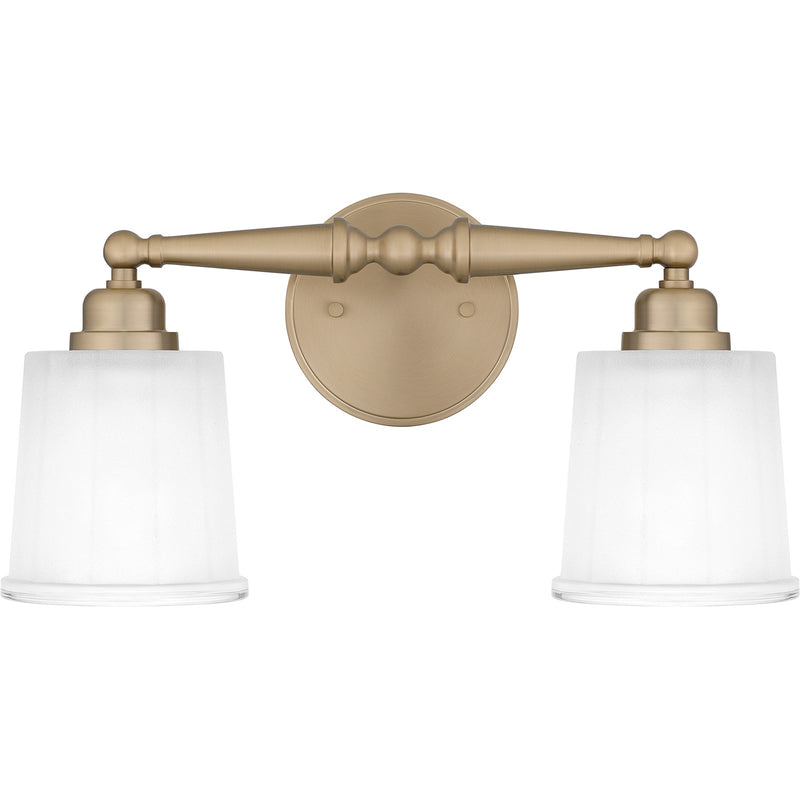 Quoizel Cecilia 16in 2-Light Vanity Light | Bronze Gold and Clear Sandblasted Glass | Bathroom Vanity | 16 x 6 x 8 in | Model CEC8616BGD