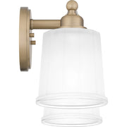 Quoizel Cecilia 16in 2-Light Vanity Light | Bronze Gold and Clear Sandblasted Glass | Bathroom Vanity | 16 x 6 x 8 in | Model CEC8616BGD