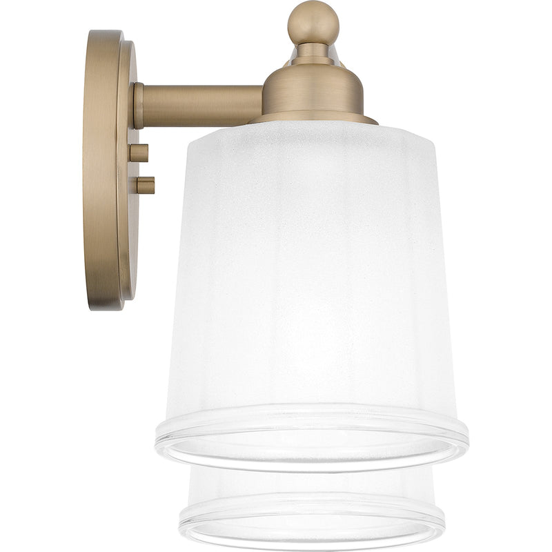 Quoizel Cecilia 16in 2-Light Vanity Light | Bronze Gold and Clear Sandblasted Glass | Bathroom Vanity | 16 x 6 x 8 in | Model CEC8616BGD