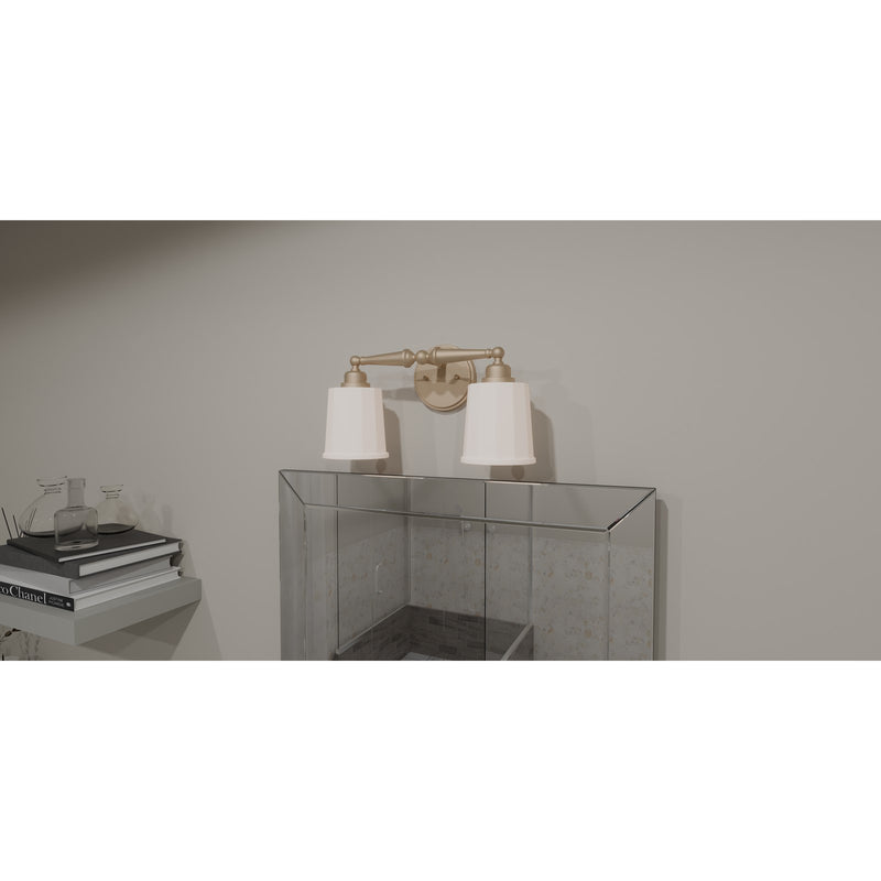 Quoizel Cecilia 16in 2-Light Vanity Light | Bronze Gold and Clear Sandblasted Glass | Bathroom Vanity | 16 x 6 x 8 in | Model CEC8616BGD