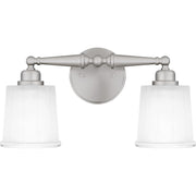 Quoizel Cecilia 16in 2-Light Vanity Light | Brushed Nickel and Clear Sandblasted Glass | Bathroom Vanity | 16 x 6 x 8 in | Model CEC8616BN