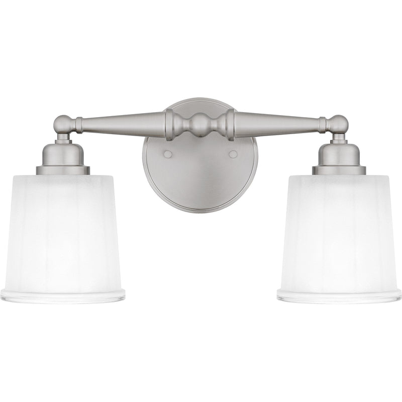 Quoizel Cecilia 16in 2-Light Vanity Light | Brushed Nickel and Clear Sandblasted Glass | Bathroom Vanity | 16 x 6 x 8 in | Model CEC8616BN