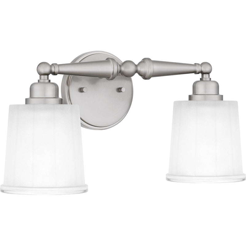 Quoizel Cecilia 16in 2-Light Vanity Light | Brushed Nickel and Clear Sandblasted Glass | Bathroom Vanity | 16 x 6 x 8 in | Model CEC8616BN