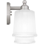 Quoizel Cecilia 16in 2-Light Vanity Light | Brushed Nickel and Clear Sandblasted Glass | Bathroom Vanity | 16 x 6 x 8 in | Model CEC8616BN