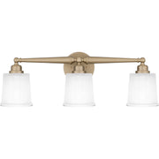 Quoizel Cecilia 24in 3-Light Vanity Light | Traditional Bronze Gold and Clear Sandblasted Glass | Bathroom Vanity | Model CEC8624BGD