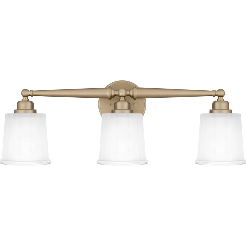 Quoizel Cecilia 24in 3-Light Vanity Light | Traditional Bronze Gold and Clear Sandblasted Glass | Bathroom Vanity | Model CEC8624BGD