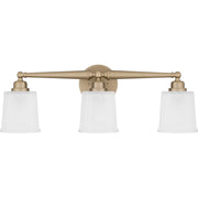 Quoizel Cecilia 24in 3-Light Vanity Light | Traditional Bronze Gold and Clear Sandblasted Glass | Bathroom Vanity | Model CEC8624BGD