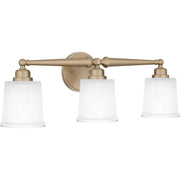 Quoizel Cecilia 24in 3-Light Vanity Light | Traditional Bronze Gold and Clear Sandblasted Glass | Bathroom Vanity | Model CEC8624BGD