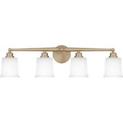 Quoizel Cecilia 32in 4-Light Vanity Light | Traditional Bronze Gold and Clear Sandblasted Glass | Bathroom Vanity | Model CEC8632BGD