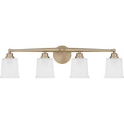 Quoizel Cecilia 32in 4-Light Vanity Light | Traditional Bronze Gold and Clear Sandblasted Glass | Bathroom Vanity | Model CEC8632BGD