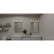 Quoizel Cecilia 32in 4-Light Vanity Light | Traditional Bronze Gold and Clear Sandblasted Glass | Bathroom Vanity | Model CEC8632BGD