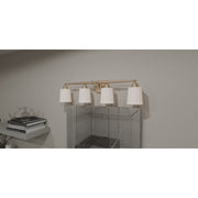 Quoizel Cecilia 32in 4-Light Vanity Light | Traditional Bronze Gold and Clear Sandblasted Glass | Bathroom Vanity | Model CEC8632BGD